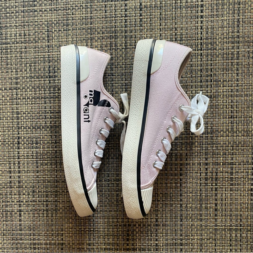 NEW Isabel Marant Pink Canvas Binkoo Low Top Sneakers - Picture 3 of 11